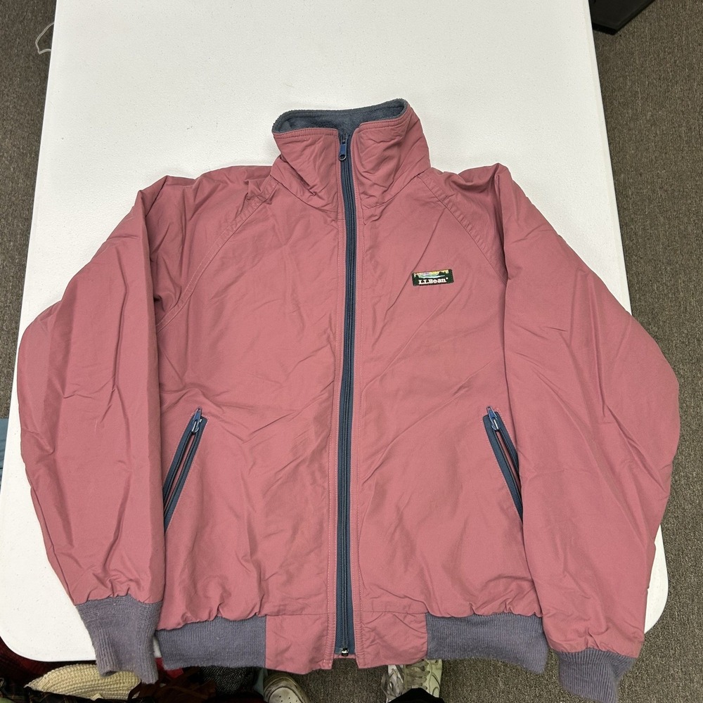 L.L. Bean Warm-Up Jacket Womens Medium Pink Vintage Fleece Lined Made in USA
